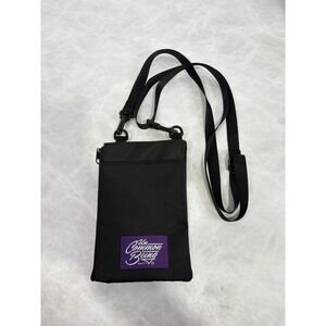 Uncommon Being Black Nylon Crossbody Neck Pouch Utility Bag Purple Logo Patch